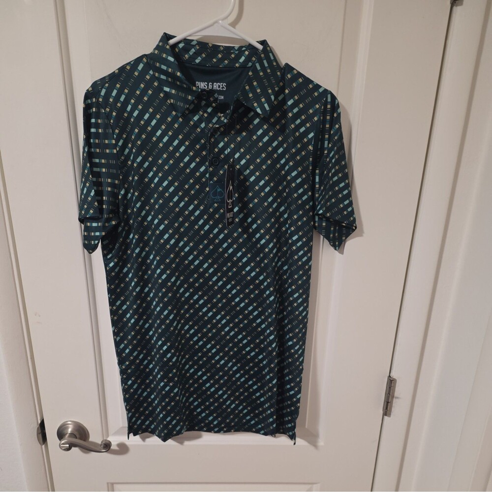 Pins & Aces Golf Polo Short Sleeves T Shirt Men's S Chromo Green New